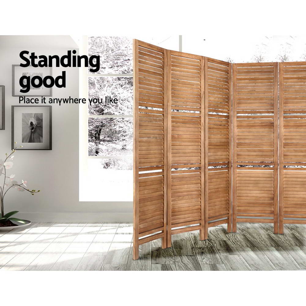 Artiss 8 Panel Room Divider Screen 326x170cm Shelf Oak