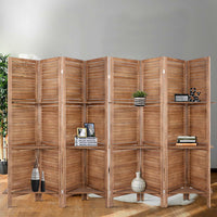 Thumbnail for Artiss 8 Panel Room Divider Screen 326x170cm Shelf Oak