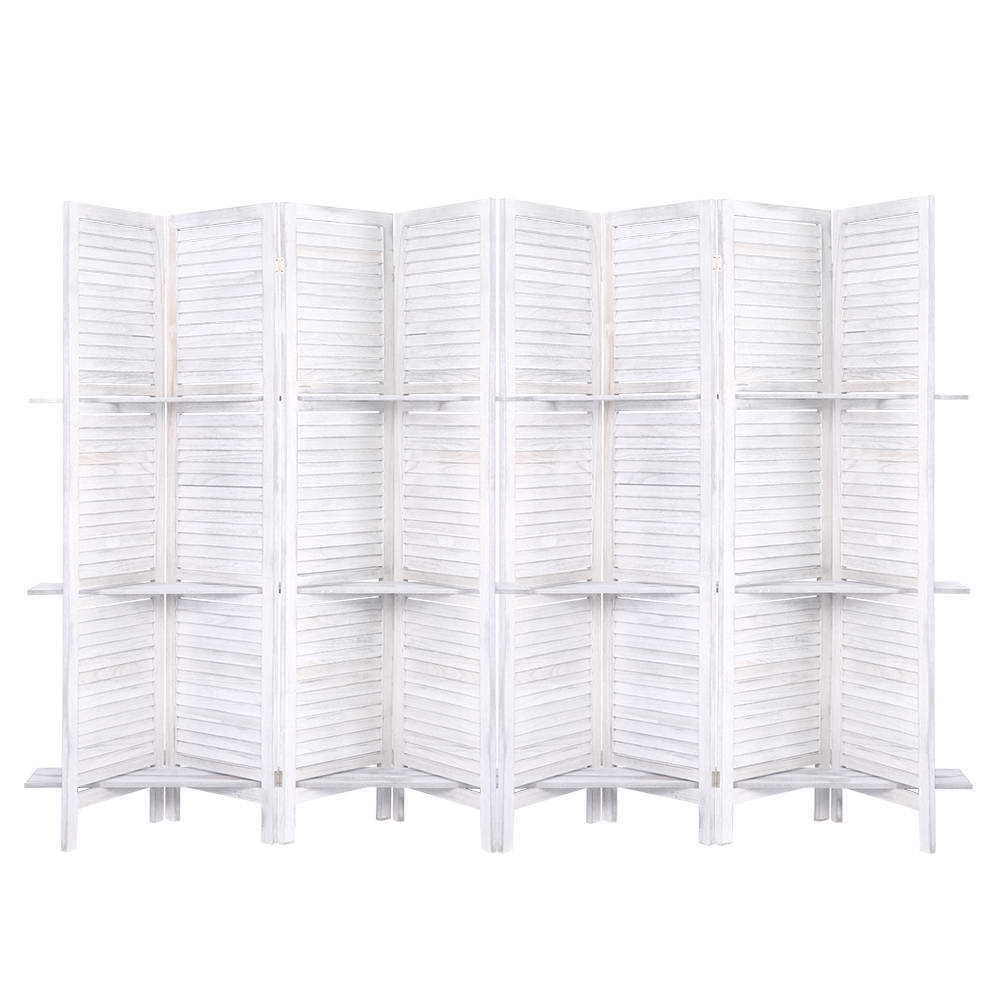 Artiss 8 Panel Room Divider Screen 326x170cm Shelf White