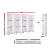 Thumbnail for Artiss 8 Panel Room Divider Screen 326x170cm Shelf White