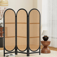 Thumbnail for Artiss 3 Panel Room Divider Screen 151x180cm Rattan Brown