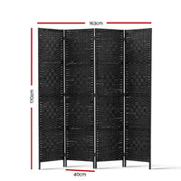 Thumbnail for Artiss 4 Panel Room Divider Screen Privacy Timber Foldable Dividers Stand Black