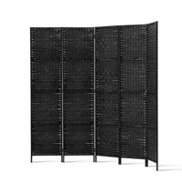 Thumbnail for Artiss 4 Panel Room Divider Screen Privacy Timber Foldable Dividers Stand Black