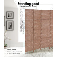 Thumbnail for Artiss 4 Panel Room Divider Screen Privacy Timber Foldable Dividers Stand Natural