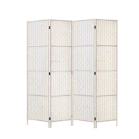 Thumbnail for Artiss 4 Panel Room Divider Screen Privacy Timber Foldable Dividers Stand White