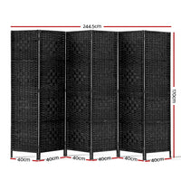 Thumbnail for Artiss 6 Panel Room Divider Screen Privacy Timber Foldable Dividers Stand Black