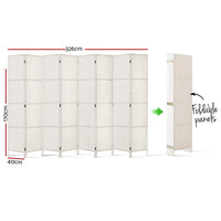 Thumbnail for Artiss 8 Panel Room Divider Screen Privacy Timber Foldable Dividers Stand White