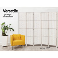 Thumbnail for Artiss 8 Panel Room Divider Screen Privacy Timber Foldable Dividers Stand White