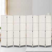 Thumbnail for Artiss 8 Panel Room Divider Screen Privacy Timber Foldable Dividers Stand White