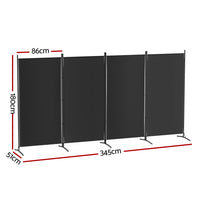 Thumbnail for Artiss 4 Panel Room Divider Screen 345x180cm Fabric Black