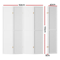 Thumbnail for Artiss 4 Panel Room Divider Screen 164x170cm Pegboard White