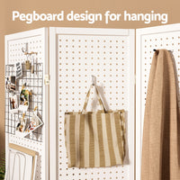 Thumbnail for Artiss 4 Panel Room Divider Screen 164x170cm Pegboard White