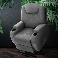 Thumbnail for Artiss Recliner Chair Lift Assist Heated Massage Chair Velvet Milio