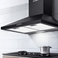 Thumbnail for Devanti Pyramid Range Hood Rangehood 600mm 60cm Kitchen Canopy Black