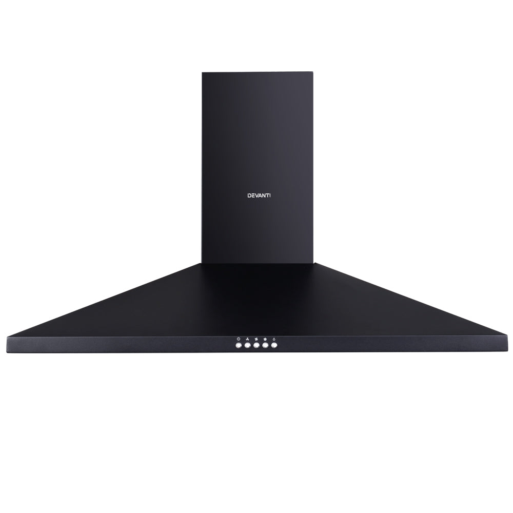 Devanti Range Hood Rangehood 90cm 900mm Kitchen Canopy LED Light Wall Mount Black