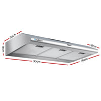 Thumbnail for DEVANTI Fixed Range Hood Rangehood Stainless Steel Kitchen Canopy 90cm 900mm