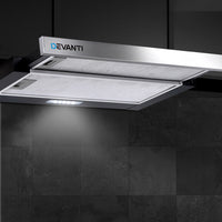 Thumbnail for Devanti Rangehood Range Hood Stainless Steel Slide Out Kitchen Canopy 60cm 600mm Black