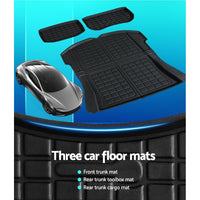 Thumbnail for 3PCS Car Rear Front Cargo Trunk Toolbox Luggage Rubber Mats for Tesla Model 3 2021-2022