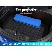 Thumbnail for 3PCS Car Rear Front Cargo Trunk Toolbox Luggage Rubber Mats for Tesla Model 3 2021-2022