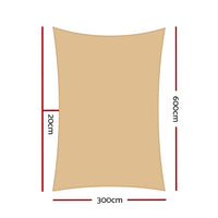 Thumbnail for Instahut Sun Shade Sail Cloth Shadecloth Rectangle Heavy Duty Sand Canopy 3x6m