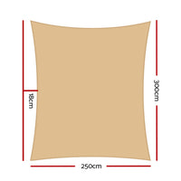 Thumbnail for Instahut 2.5x3m Shade Sail Sun Shadecloth 280gsm Sand