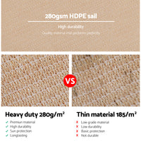 Thumbnail for Instahut 2.5x3m Shade Sail Sun Shadecloth 280gsm Sand