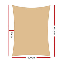 Thumbnail for Instahut 4x6m Shade Sail Sun Shadecloth Canopy 280gsm Sand