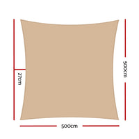 Thumbnail for Instahut Sun Shade Sail Cloth Shadecloth Outdoor Canopy Square 280gsm 5x5m