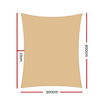 Thumbnail for Instahut 5x6m Shade Sail Sun Shadecloth Canopy 280gsm Sand