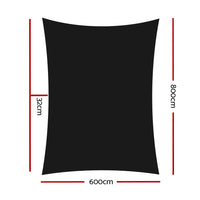 Thumbnail for Instahut 6x8m Shade Sail Sun Shadecloth 280gsm Black