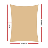 Thumbnail for Instahut 6x8m 280gsm Shade Sail Sun Shadecloth Canopy Square