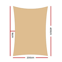 Thumbnail for Instahut Sun Shade Sail Cloth Shadecloth Rectangle Heavy Duty Sand Canopy 2x4m