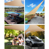 Thumbnail for Instahut 5x5x5m Shade Sail Cloth Shadecloth Triangle Heavy Duty Sand Sun Canopy