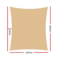 Thumbnail for Instahut 3 x 4m Waterproof Rectangle Shade Sail Cloth - Sand Beige