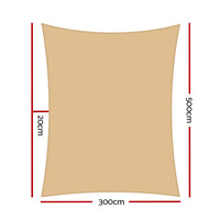 Thumbnail for Instahut 3 x 5m Waterproof Rectangle Shade Sail Cloth - Sand Beige