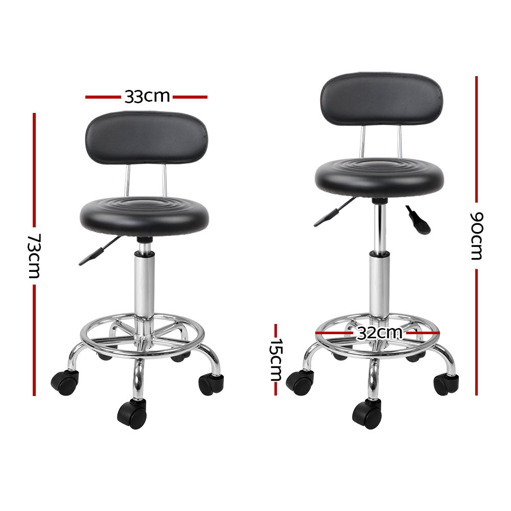 Artiss Salon Stool Swivel Chair Backrest Barber Hairdressing Hydraulic Height