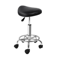 Thumbnail for Artiss Saddle Salon Stool Black PU Swivel Barber Hair Dress Chair Hydraulic Lift