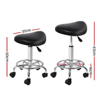 Thumbnail for Artiss Saddle Salon Stool Black PU Swivel Barber Hair Dress Chair Hydraulic Lift