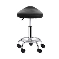 Thumbnail for Artiss Saddle Salon Stool Black PU Swivel Barber Hair Dress Chair Hydraulic Lift