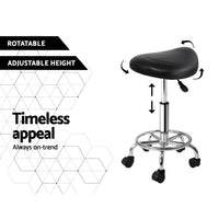 Thumbnail for Artiss Saddle Salon Stool Black PU Swivel Barber Hair Dress Chair Hydraulic Lift