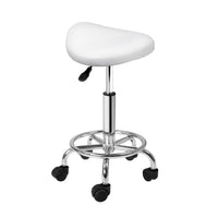 Thumbnail for Artiss Saddle Salon Stool White PU Swivel Barber Hair Dress Chair Hydraulic Lift