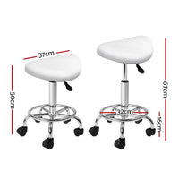 Thumbnail for Artiss Saddle Salon Stool White PU Swivel Barber Hair Dress Chair Hydraulic Lift