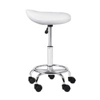 Thumbnail for Artiss Saddle Salon Stool White PU Swivel Barber Hair Dress Chair Hydraulic Lift