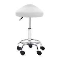 Thumbnail for Artiss Saddle Salon Stool White PU Swivel Barber Hair Dress Chair Hydraulic Lift