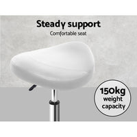 Thumbnail for Artiss Saddle Salon Stool White PU Swivel Barber Hair Dress Chair Hydraulic Lift