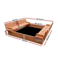 Thumbnail for Keezi Wooden Outdoor Sandpit Set - Natural Wood