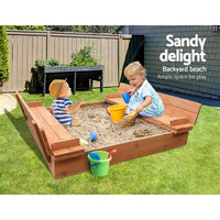 Thumbnail for Keezi Wooden Outdoor Sandpit Set - Natural Wood