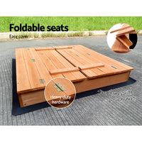 Thumbnail for Keezi Wooden Outdoor Sandpit Set - Natural Wood