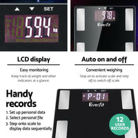 Thumbnail for Everfit Bathroom Scales Digital Body Fat Scale 180KG Electronic Monitor BMI CAL