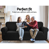 Thumbnail for Artiss High Stretch Sofa Cover Couch Lounge Protector Slipcovers 3 Seater Black